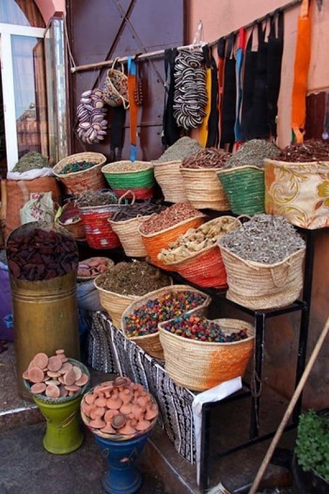 Africa Morocco Marrakech Spices of the mellah of Marrakech Canvas Art - Kymri Wilt DanitaDelimont (18 x 24)