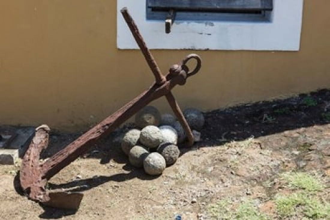 Africa Mozambique Maputo Anchor and cannonballs at the Old Fort Canvas Art - Alida Latham DanitaDelimont (18 x 12)