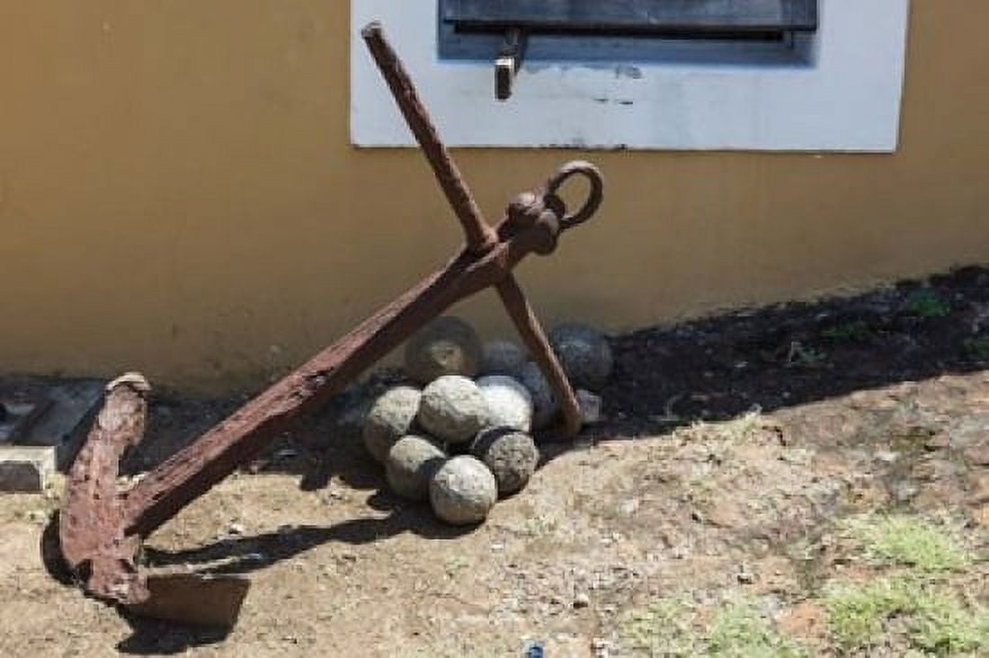 Africa Mozambique Maputo Anchor and cannonballs at the Old Fort Canvas Art - Alida Latham DanitaDelimont (37 x 25)
