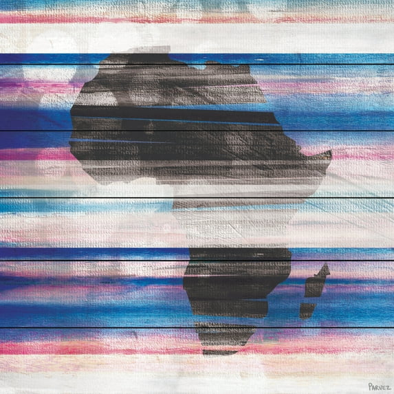 "Africa" Print on White Wood