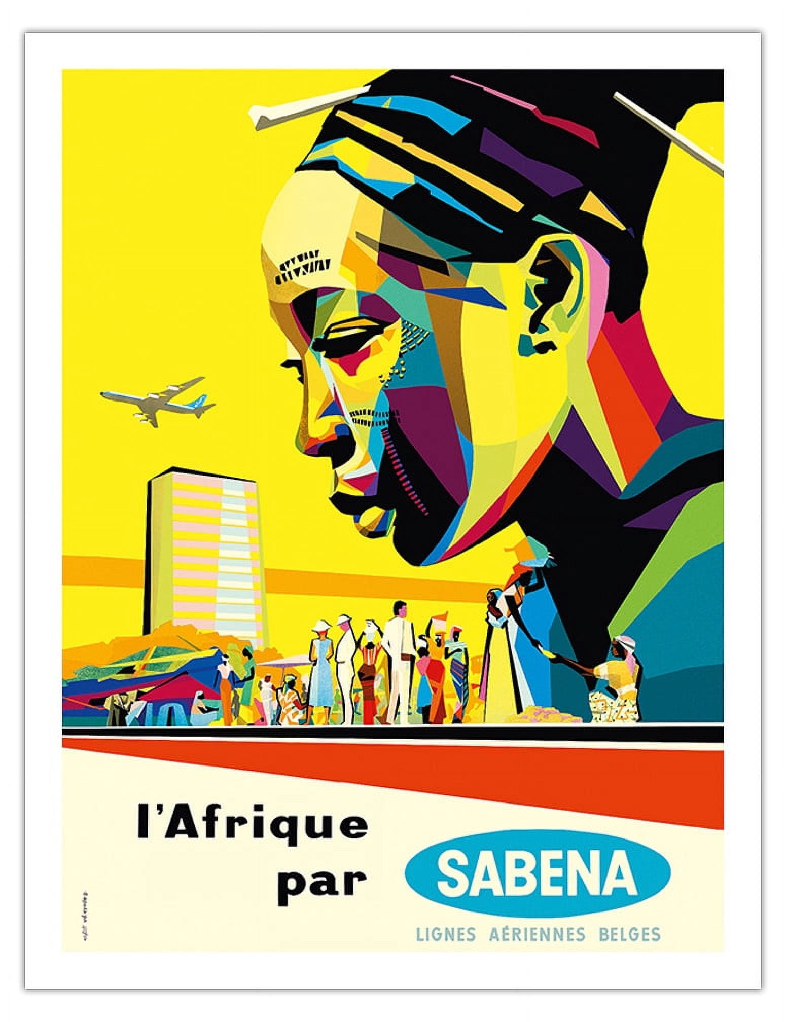 Affiche originale Sabena Belgique Congo Afrique du Sud