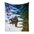 thumbnail image 1 of Africa Soft Flannel Fleece Throw Blanket, Chinese Mandarin Ducks Sail in the River East Winged Creature Peace Habitat, Cozy Plush for Indoor and Outdoor Use, 60" x 80", Multicolor, by Ambesonne, 1 of 5