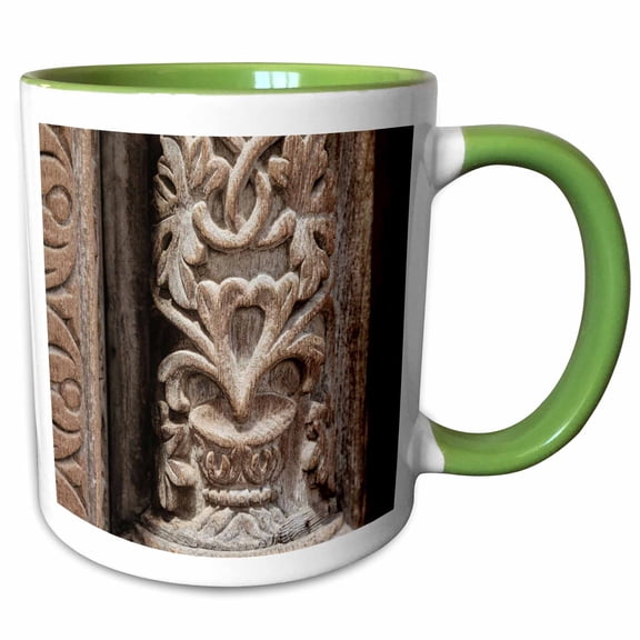 3drose, Africa, Tanzania, Zanzibar, Stone Town. Elephant Spike on Stone Door., 11oz Two-tone Green Mug