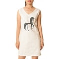 thumbnail image 1 of Africa Tribal Horse Printed Vintage V-neck Linen Mini Shift Dress WDS_02 10, 1 of 1