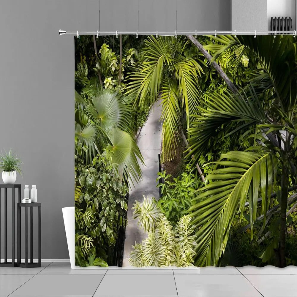 Africa Tropical Plants Leaves Shower Curtain Blechnoid Leaf Betel Nut