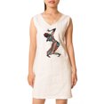 thumbnail image 1 of Africa Woman Dancing Printed Vintage V-neck Linen Mini Shift Dress WDS_02 16, 1 of 1