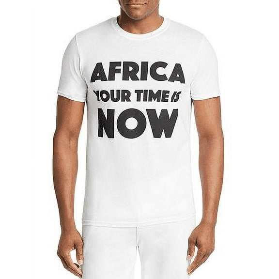 Africa Your Time Is Now WHITE/BLACK Graphic Tee, US X-Small