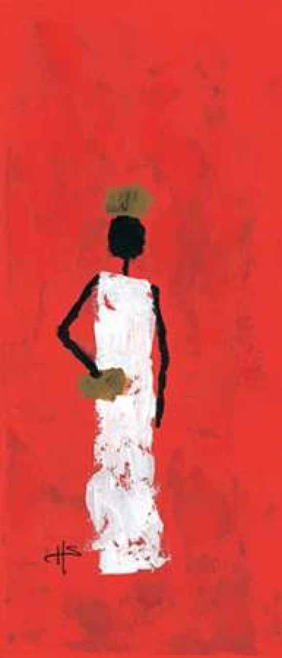 Africa on red 1-3 Canvas Art - Henriette Schaeffers (10 x 20)