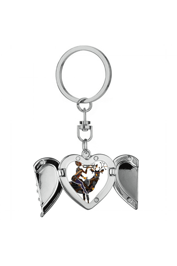 African Aboriginal Women LadyDeer Greatet Heart Angel Wing Key Chain Holder