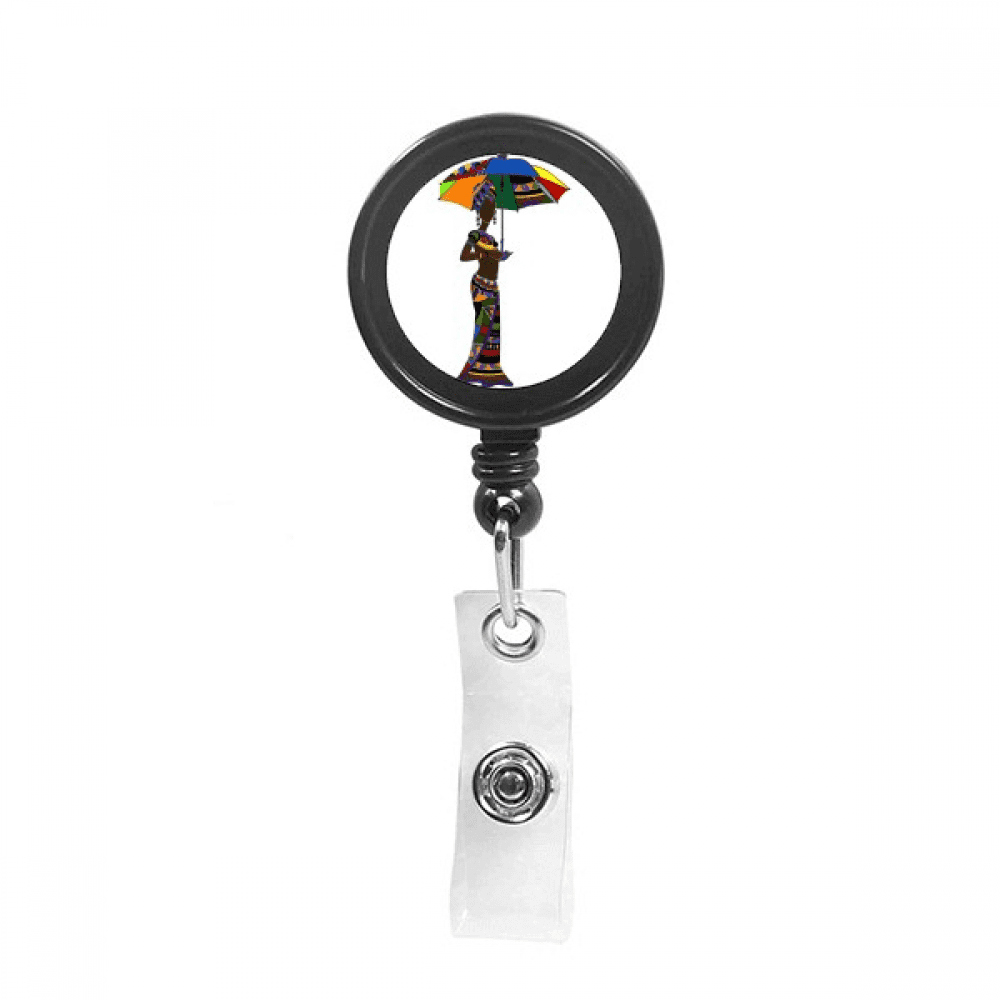 African Aboriginal Women LadyDresses Retractable Keychain Badge Holder ID Badge
