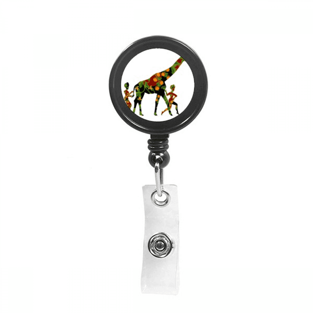 African Aboriginal Women LadyGiraffe Retractable Keychain Badge Holder ID Badge
