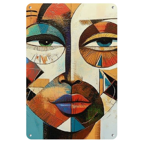 African Abstract Mask Vintage Iron Sign - 8x12" | Ideal for Home Bars, Clubs &amp; Outdoor Decor | Unique Gift for Man Enthusiasts, Wall Art Decoration, Metal, Perfect for Room Decor