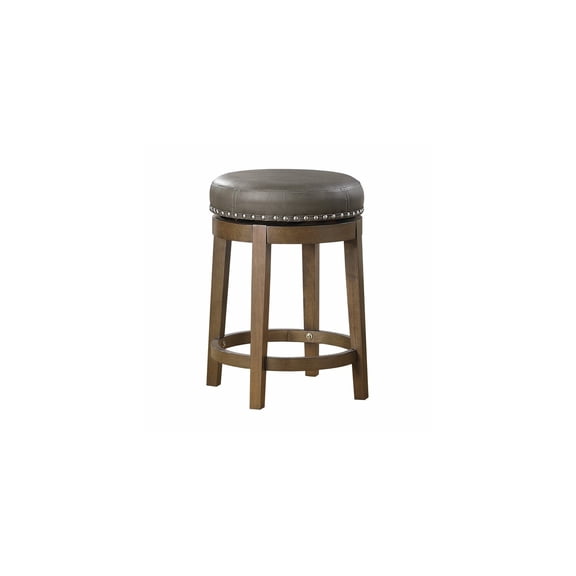 African Adventure 25" Swivel Counter Stools Set of 2 with Black Faux Leather Seats and Solid Brown Wood Frames 18" x 18" x 25"