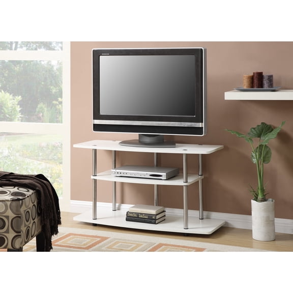 African Adventure 3-Tier TV Stand White, Holds TVs up to 43-In , Open Concept Shelving, 42-In x 15.75-In x 22.25-In , Easy Setup, Sleek & Modern Design
