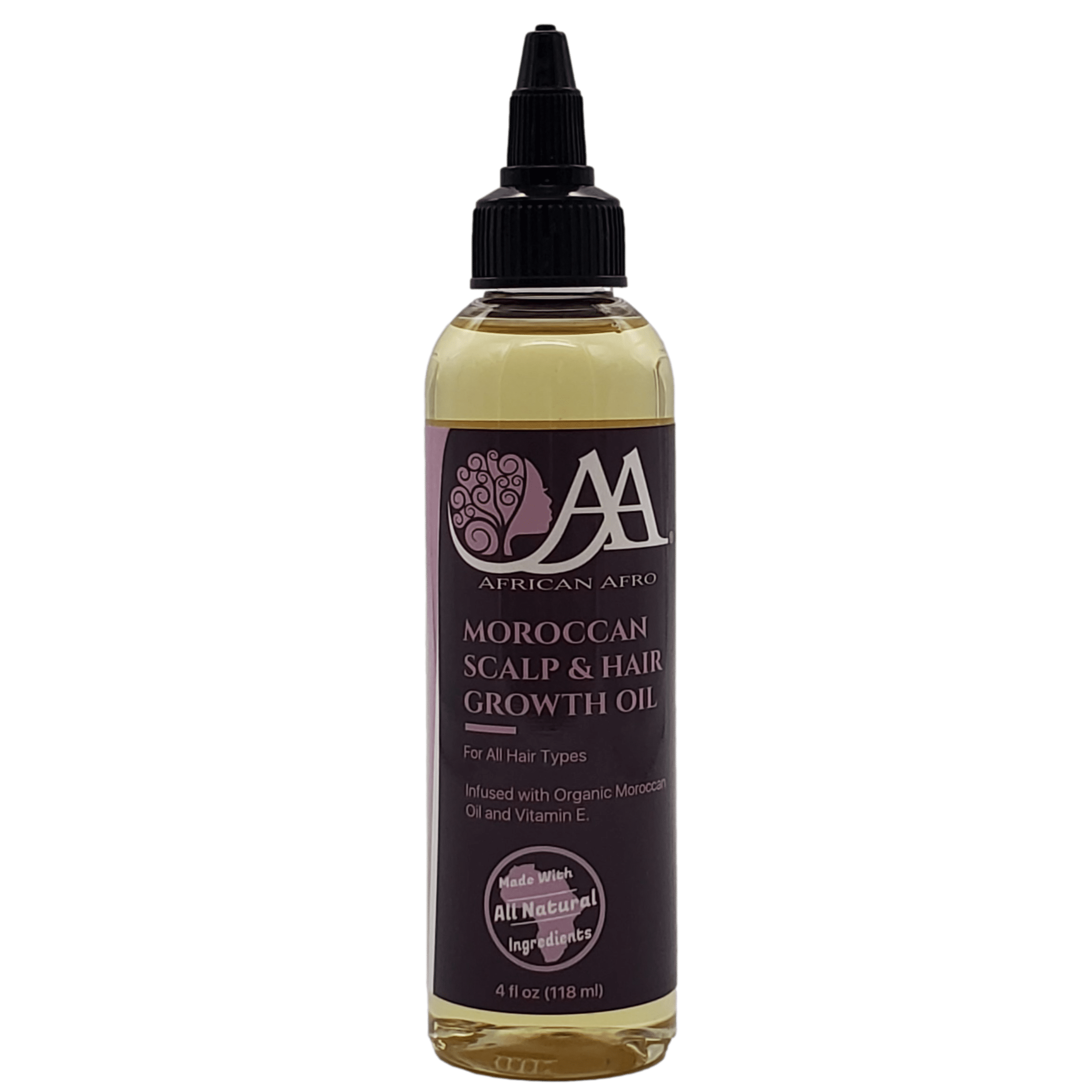 African Afro Moroccan Scalp \u0026 Hair Growth Hair Oil for Dry Damaged Hair | Moroccan Argan Oil for Hair of All Types | Made Cruelty-Free with Natural Ingredients | 4 Fl Oz