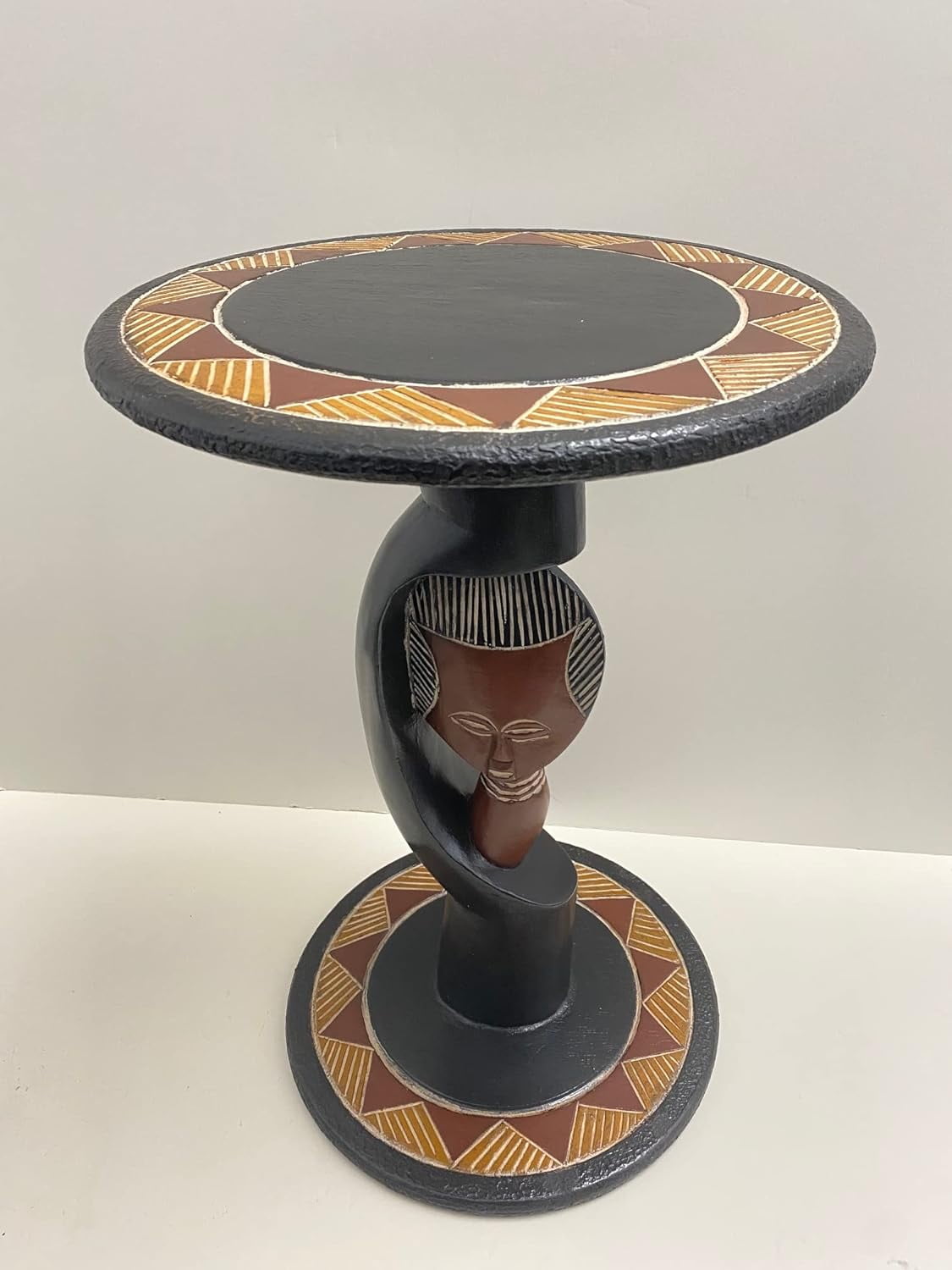 African Akuaba Face Table Handcrafted In Ghana