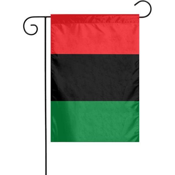 African American Afro Pan Black and Green Red 12 x 18 Inch Garden Flags Double Sided Seasonal Holiday Banner for Outdoor Yard Porch Farmhouse Home Decoration