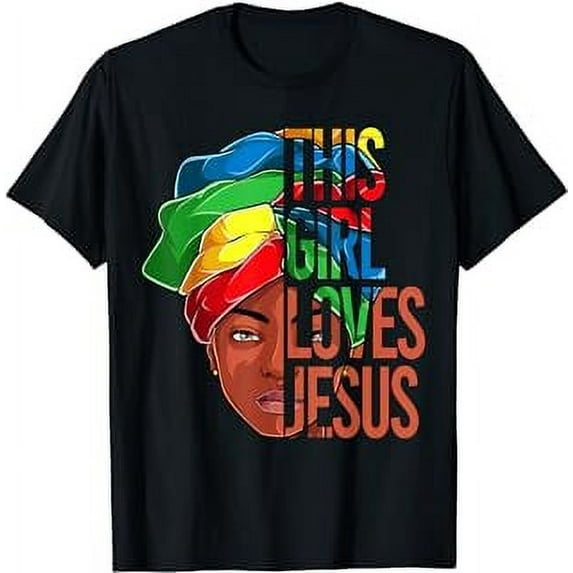 African American Apparel, Girl loves Jesus Christian Black T-Shirt