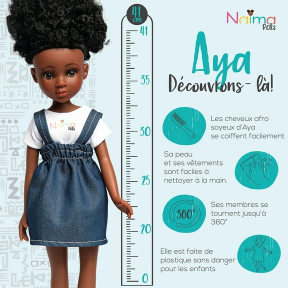 African American Barbie Doll with Realistic Natural Hair, Fashion Style and Accessories for Age 3+ by NaimaDolls