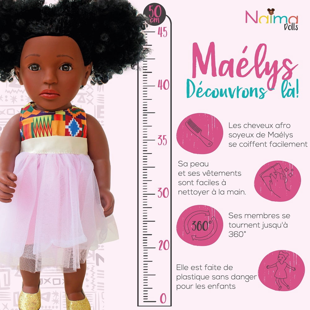African American Barbie Doll with Realistic Natural Hair wearing African Clothing for Age 3+ by NaimaDolls