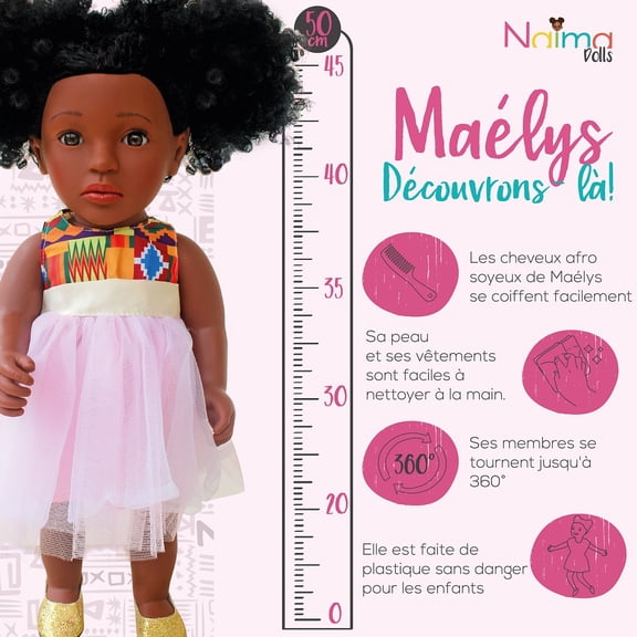 African American Barbie Doll with Realistic Natural Hair wearing African Clothing for Age 3+ by NaimaDolls