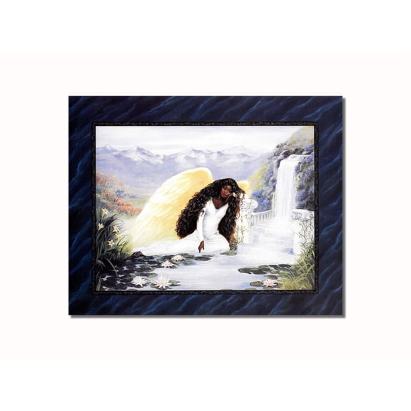 African American Black Angel #1 with Waterfall and Columns Wall Picture 8x10 Art Print