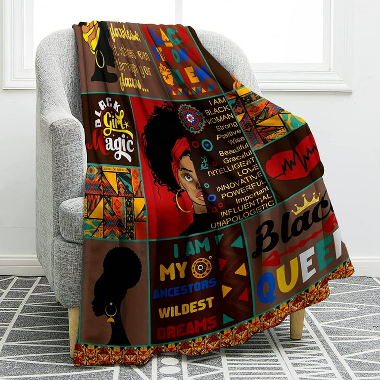 African American Black Girl Lady Blanket Inspiring Positive Quotes Print Gifts for Women Kids Girls Home Bedroom Living Room Decor Soft Cozy Lightweight Plush Throw Blankets 60 x80 Walmart