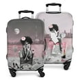 thumbnail image 1 of African American Black Girl Thick Trolley Luggage Protective Cover Pink and Black Beach Paris Eiffel Tower Suitcase Cover Fit 29-32 Inch Luggage, 1 of 6