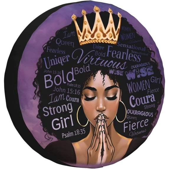 African American Black Girl Tire Cover Wheel Protectors Weatherproof Wheel Covers Universal Fit for Trailer Rv SUV Truck Camper Travel Trailers 16 inch