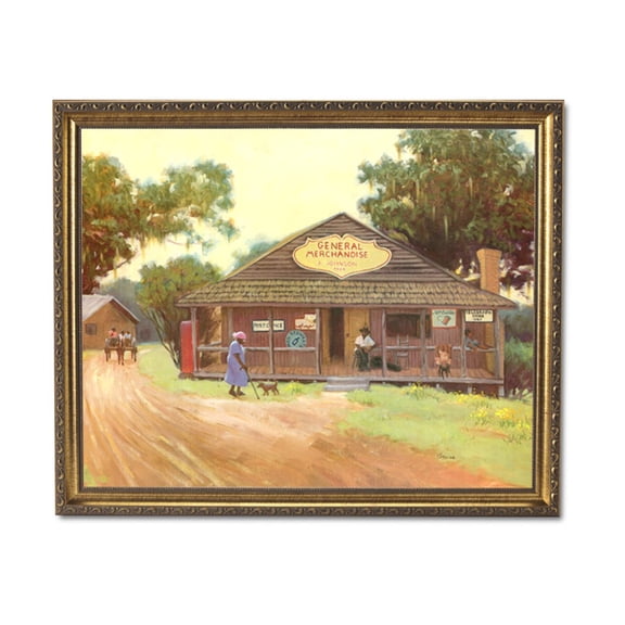 African American Black Old General Store Wall Picture Gold Framed Art Print