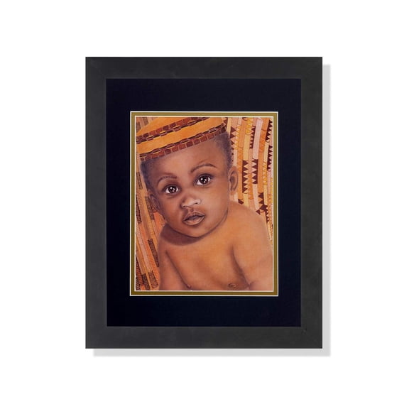 African American Black Tribal Baby Wall Picture B/G Matted 13x16 Framed Art Print