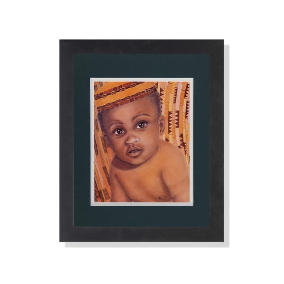 African American Black Tribal Baby Wall Picture G/W Matted Framed Art Print
