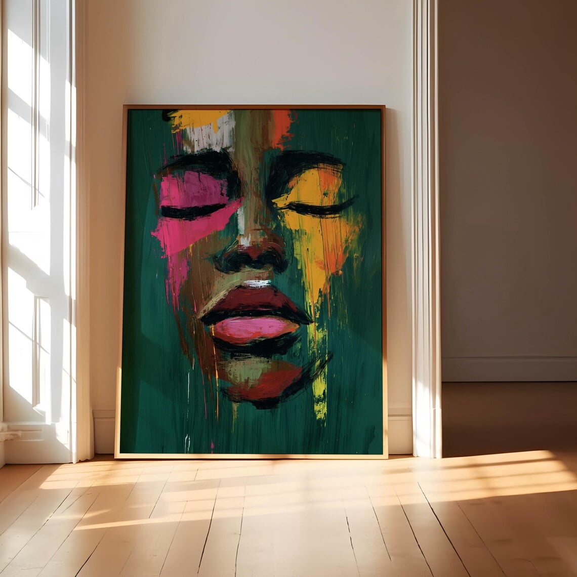 African American Black Woman Abstract Wall Art, Modern Living Room And ...