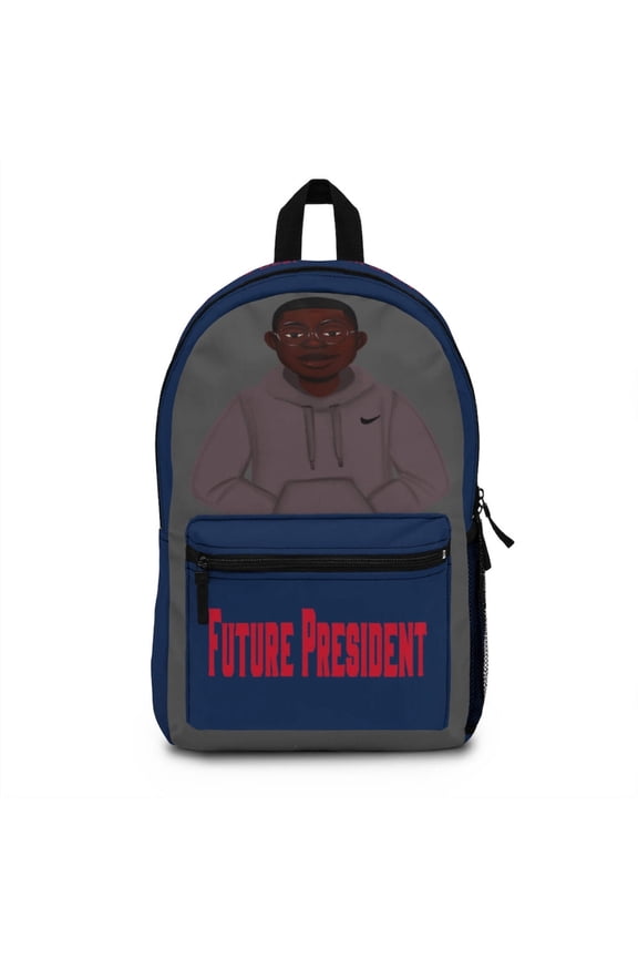 African American Blue and Red Future President Backpack featuring KJ