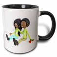 thumbnail image 1 of 3drose, African American Cartoon Couple Sitting and in Love, 11oz Two-tone Black Mug, 1 of 6