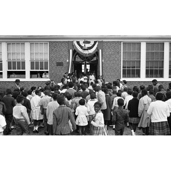 African American Children Entering The Mary E. Branch School In Farmville History (24 x 18)