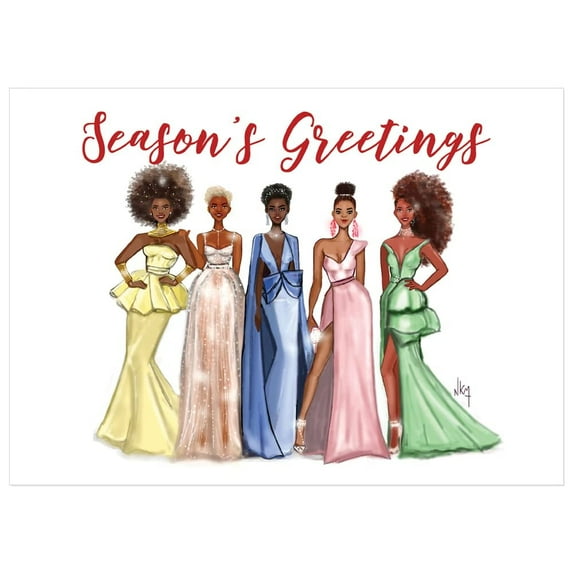 African American Christmas Cards Boxed Set – Inspirational 5×7 Holiday Card & Sticker Envelope Seals – 15‑Count, Foil–Lined Envelopes, Greeting Card Set for Sister, Friends