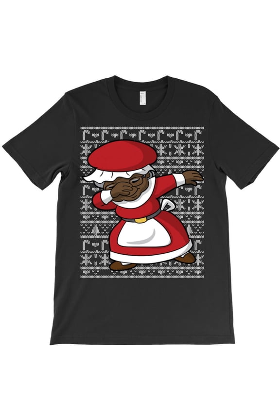 African American Christmas Dabbing Black Mrs. Claus Funny Holiday Graphic T-Shirt G3798, Up to 5XL
