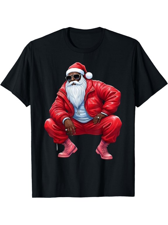 African American Christmas Xmas Afro Santa Claus T Positive Message T-Shirt