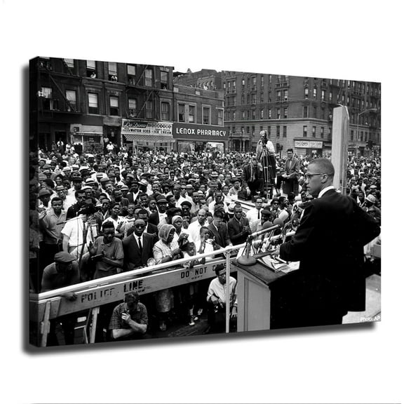African American Civil Rights Activist Malcolm X Black Leader History Poster Canvas Picture Printing Wall Art Decoration Posters Aesthetic Living Room Bedroom Home Background Decor (16x24inch,Framed)