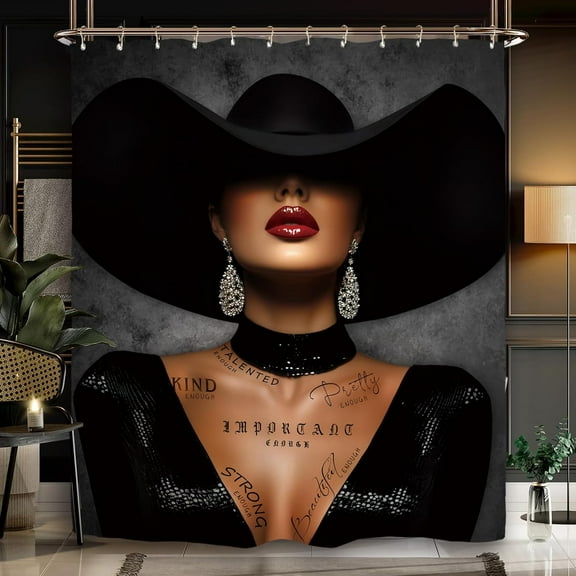 African American Elegant Shower Curtain Set Lady Inspirational Positive Quotes Motivational Polyester Waterproof Cloth Bathroom Curtain with Hooks-60"W x 72"L (Pack of 1)