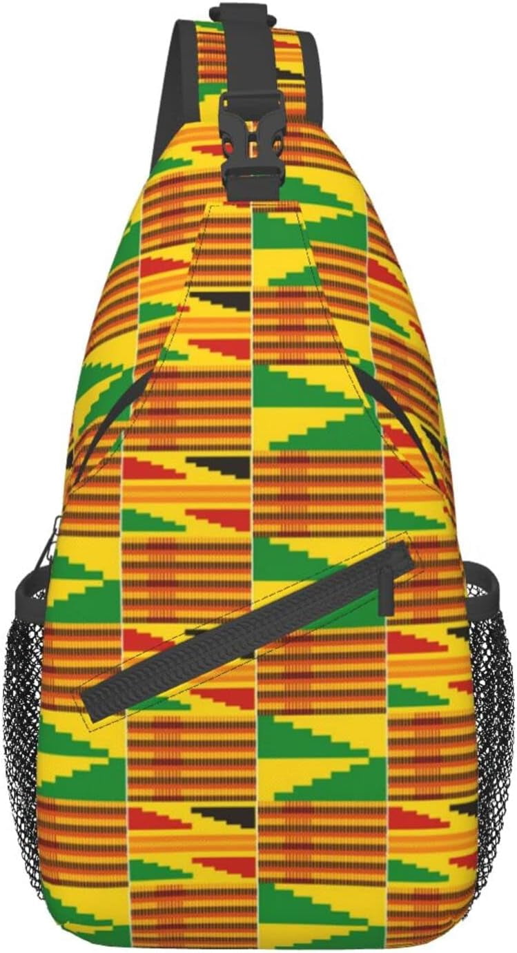 African American Ethnic Tribal Style Print Sling Bag Crossbody Hiking Travel Chest Bags Backpack Shoulder Daypack for Women Men