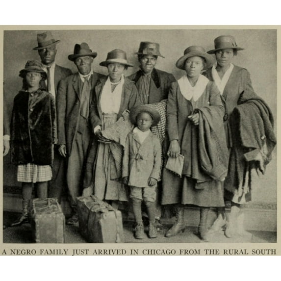 African American Extended Family Arriving In Chicago From The Rural South History (24 x 18)