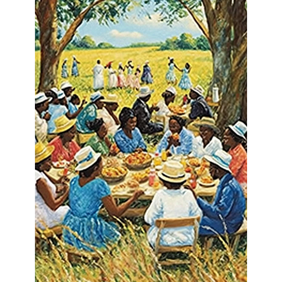 African American Family Picnic Canvas Wall Art,Suitable for Living Room,Dining Room,Kitchen,Bedroom,Office Decoration