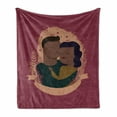 thumbnail image 1 of African American Family Soft Flannel Fleece Throw Blanket, Romantic Couple Hugging Love Theme, Cozy Plush for Indoor and Outdoor Use, 50" x 70", Maroon Redwood, by Ambesonne, 1 of 5