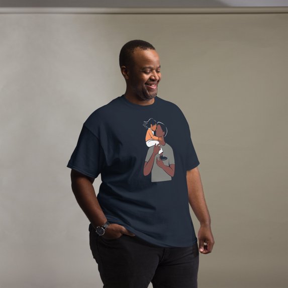 African American Father Son Black History Month Juneteenth Graphic classic tee (Navy, M)