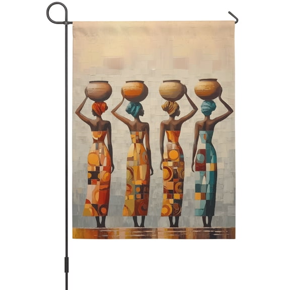 African American Garden Flags For Outdoor, Black Woman Dress African Tribe Small Double Side Yard Flags Weather Proof Garden Decor for Lawn Outside Holiday 12 x 18 Inches