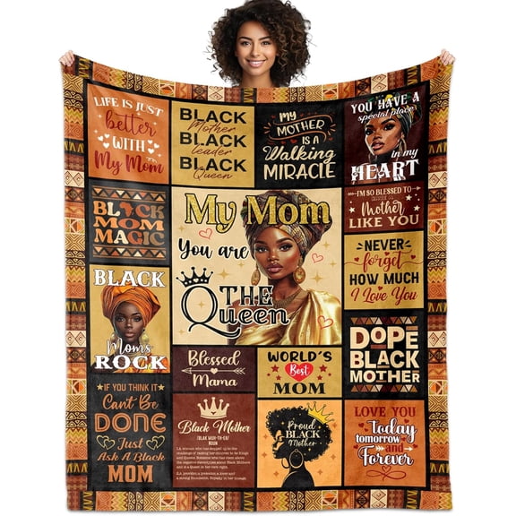 African American Gifts for Mom Blanket 60"X50", Black Mom Birthday Gifts, Afro Encouragement Inspirational Gifts Idea for Black Mama Women Mother 's Day