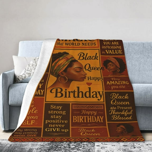 African American Gifts for Women, Afro Black Girl Birthday Blanket , Birthday Black Lady Women Girl Blanket, Positive Encouragement Inspirational Gift 50x40