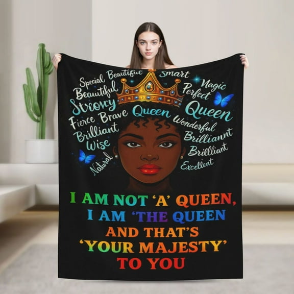African American Gifts for Women, Afro Girl Blanket , Gifts for Woman, Black Mom Girl Lady Blanket Birthday for Women, Black Queen Blankets 60x50